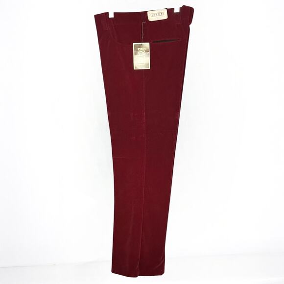 Vintage 70s Braten Velvet Pants 36x32 Burgundy Red NOS Wide Leg Party Retro Glam - Picture 9 of 10